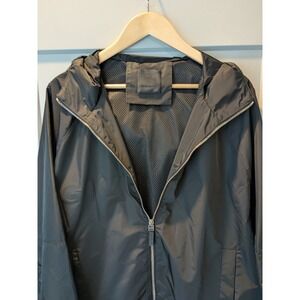 NWOT Givenchy Black on‎ Black Embossed Logo Hooded Lightweight Zip Jacket Sz44